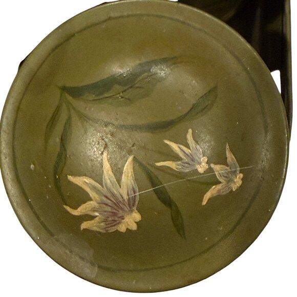 Vintage Primitive Toleware Metal Spice Canister Caddy Set Painted Floral Design - Picture 11 of 12